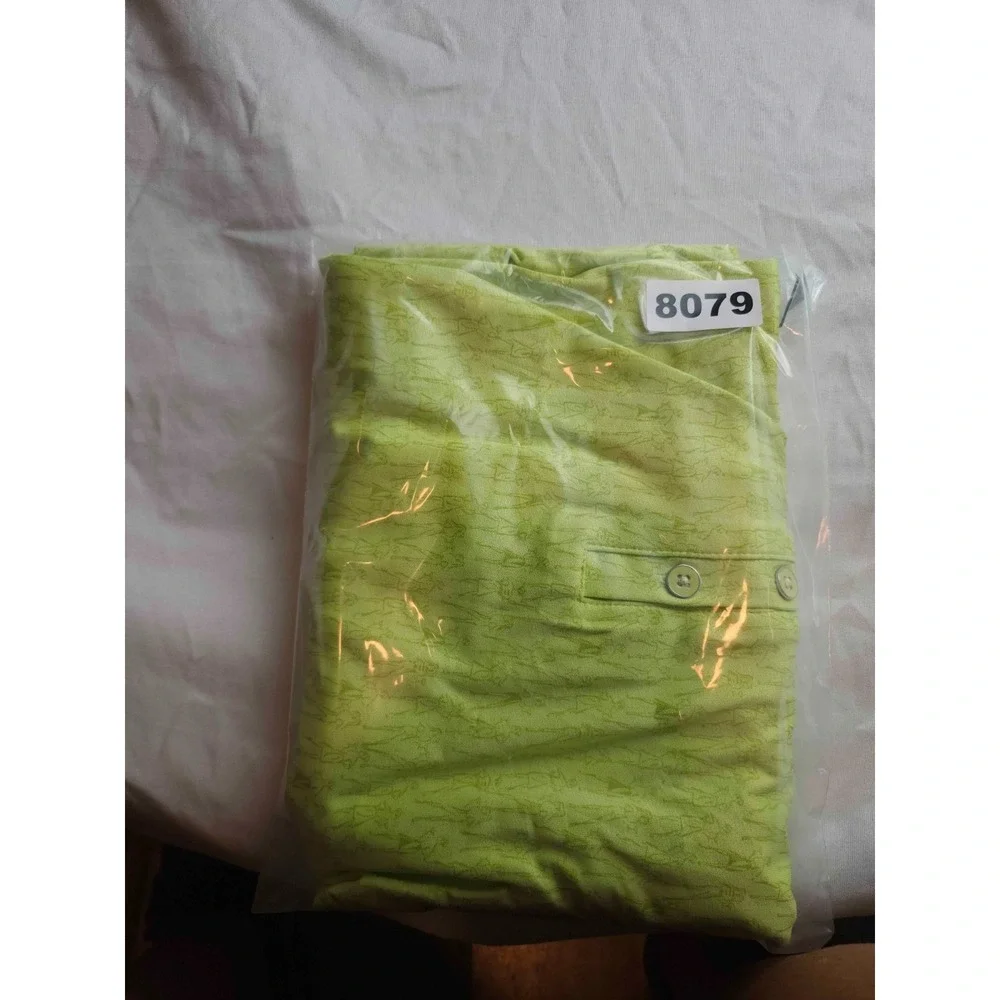 Greg Norman Polo Shirt Womens XXL All Over Print Green Golf Sporty Activewear